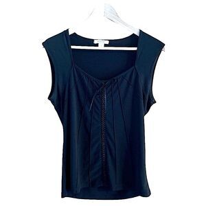 DRESS BARN • size medium black blouse shirt with tie in front